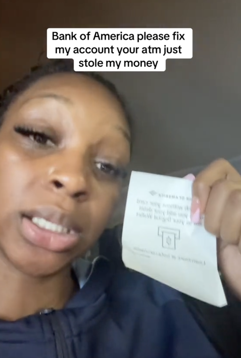 woman talking about her bank